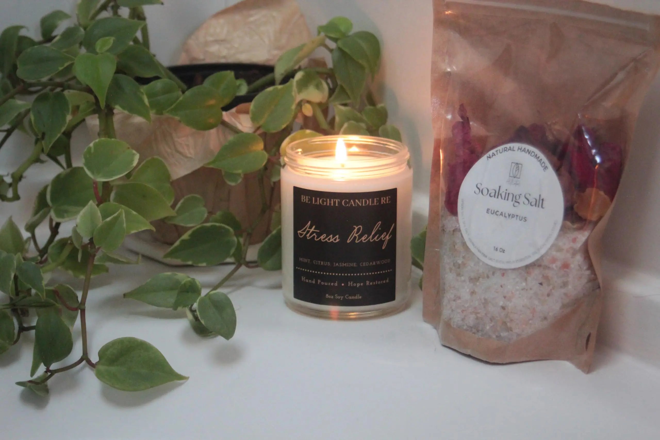 Stress Relief Candle | Purpose-Driven Soy Candles | Scented Candle for Home | 8oz Long Lasting Candle Be Light Candle RE Au supplements