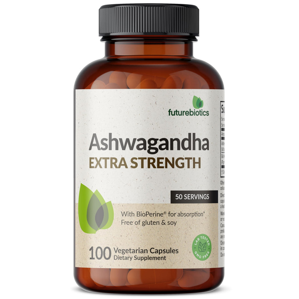 Futurebiotics Ashwagandha Extra Strength Stress & Mood Support with BioPerine - Non GMO Formula, 100 Vegetarian Capsules Futurebiotics Au supplements