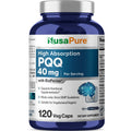 NusaPure PQQ Supplement 40 mg, 120 Veggie Capsules, Non-GMO, Pyrroloquinoline Quinone Disodium Salt, Bioperine & Vegan NusaPure Au supplements