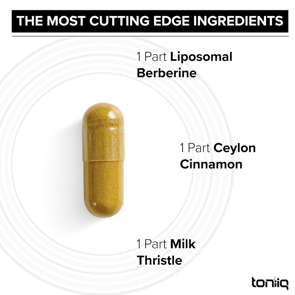 Toniiq Liposomal Berberine – High-Strength 1,500mg Complex with LipoAvail® Liposomal Berberine Supplement with Cinnamon, Milk Thistle & Chromium – Third-Party Tested – 90 Capsules Toniiq Au supplements