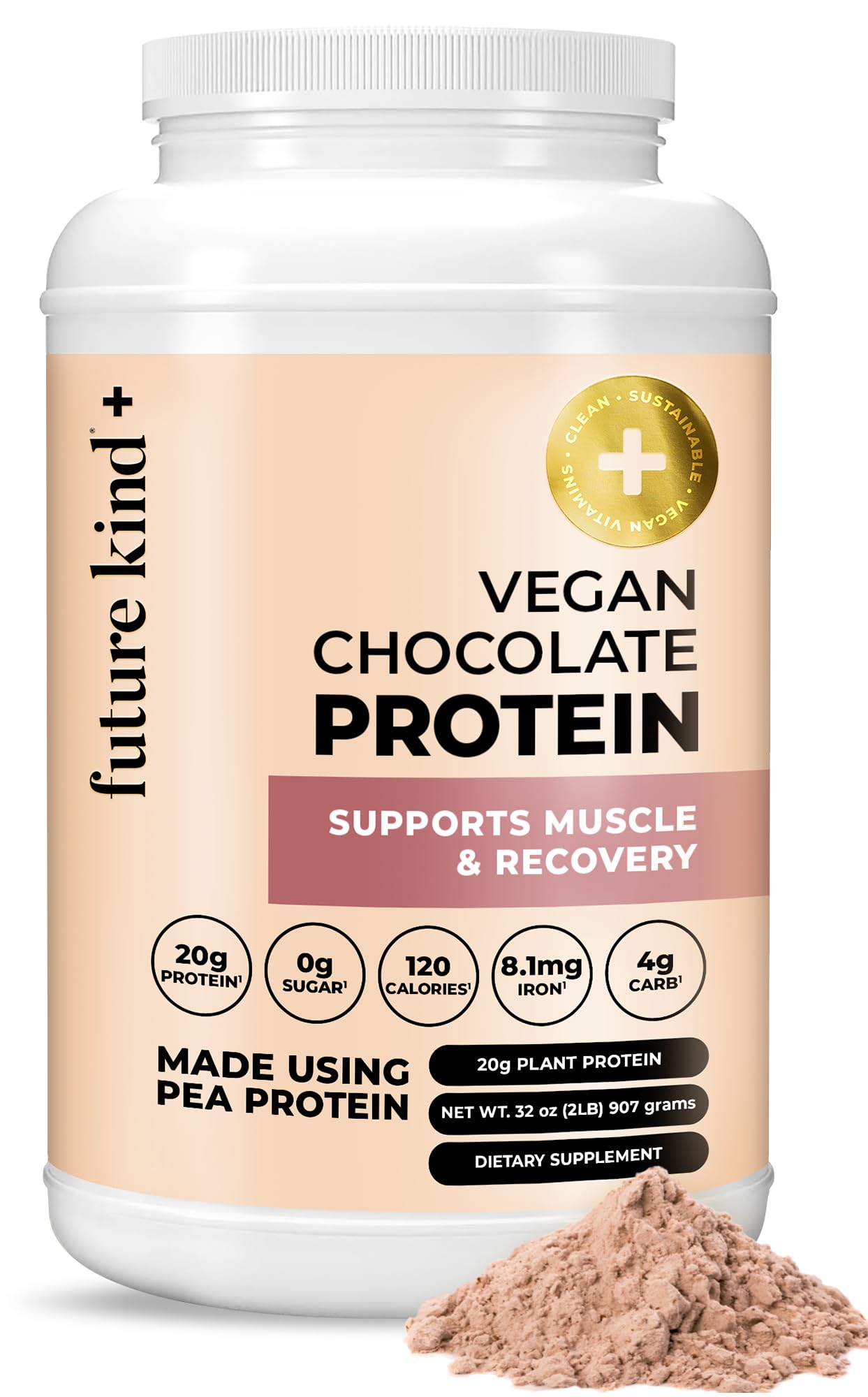 Future Kind Vegan Protein Powder, Chocolate, Pea Plant Protein for Lean Muscle with Iron & Fiber, Whey-Free, Sugar-Free, Soy-Free, Non-Dairy (34 Servings) Future Kind Au supplements