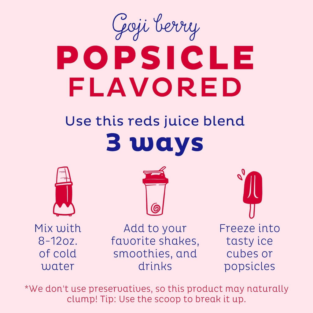 KOS Reds Superfood Powder for Antioxidants - USDA Certified Organic Beet Root, Goji Berries, Acai, Pomegranate, Coconut Water & Digestion Enzymes- Goji Berry Popsicle Flavor