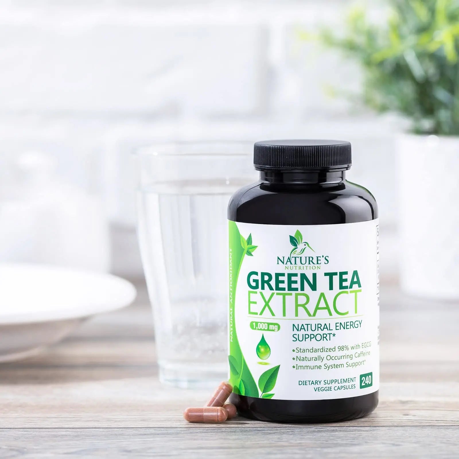 Green Tea Extract Capsules 1000mg 98% Standardized EGCG - 3X Strength for Natural Nature's Nutrition Au supplements