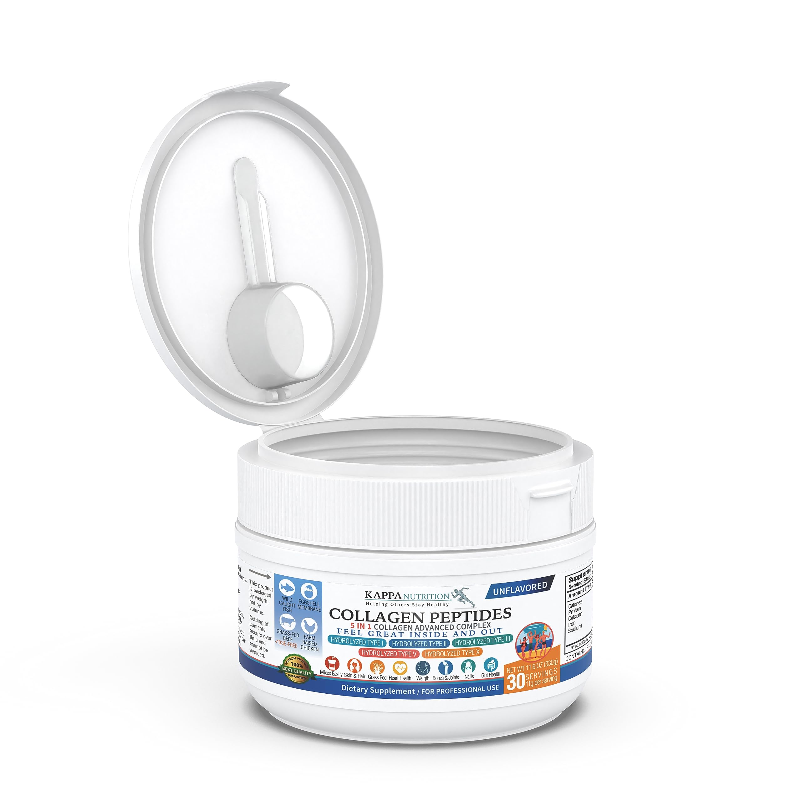 KAPPA NUTRITION Collagen Peptides Powder, 5 in 1 Multi-Collagen Advanced Complex with Hydrolyzed Collagen Peptides, Supports Skin, Hair, Nails, Joints & Bones / 30 Servings KAPPA NUTRITION Au supplements