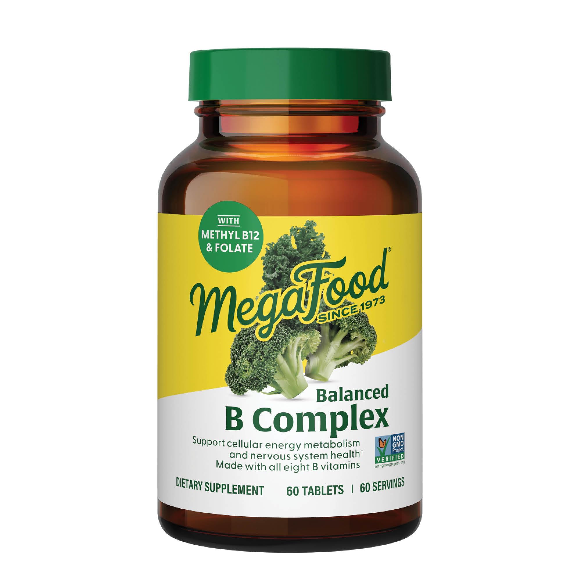 MegaFood Balanced B Complex - B Complex Vitamin Supplement - 8 B Vitamins Including Vitamin B6, Vitamin B12, Folate, Biotin & More - Supports Cellular Energy Production