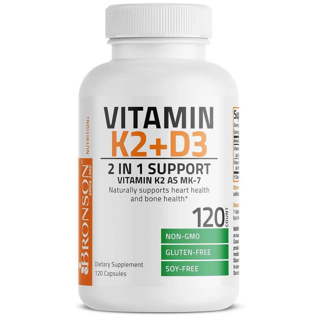 Bronson Vitamin K2 (MK7) with D3 Supplement Non-GMO Formula 5000 IU Vitamin Bronson Au supplements