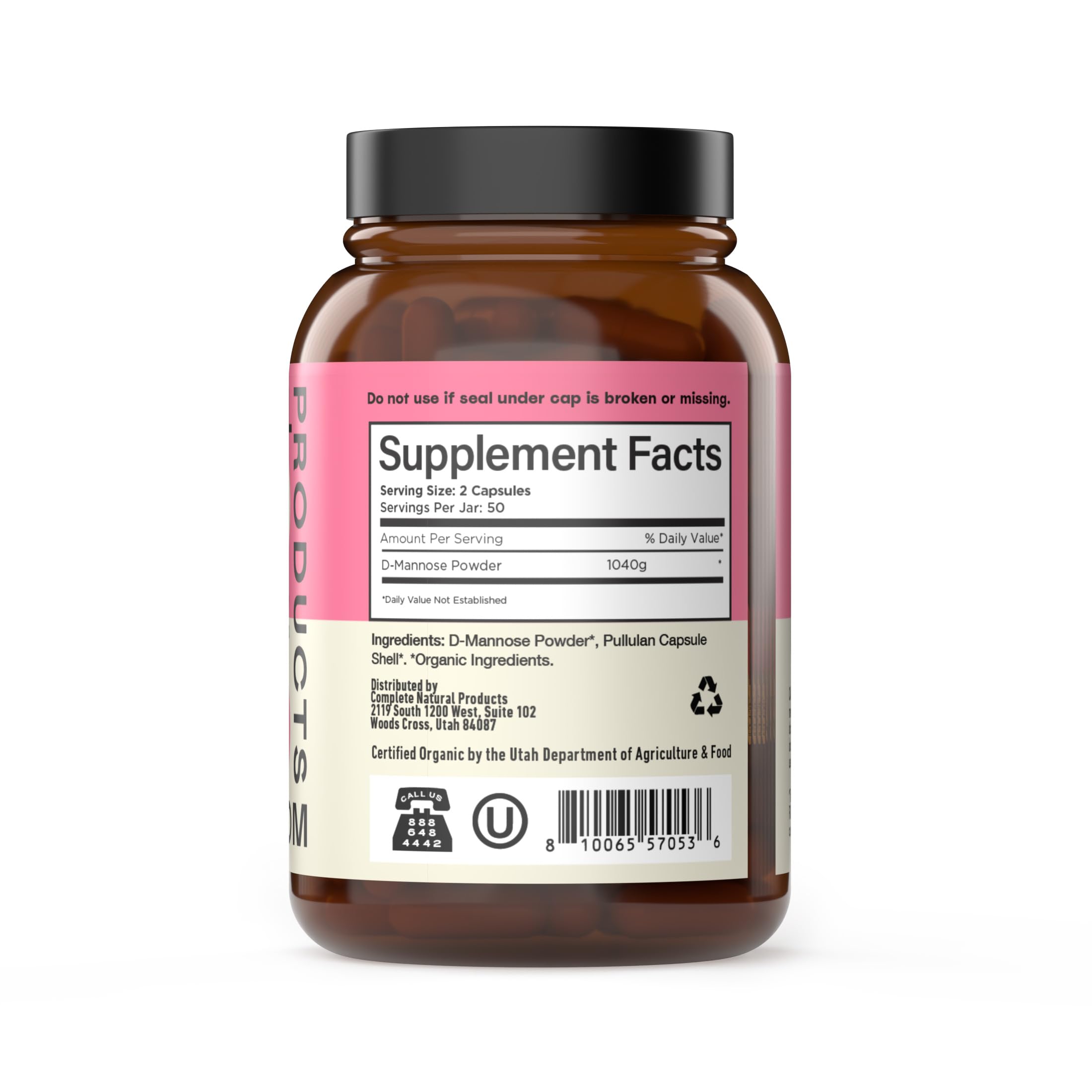 D Mannose 520mg Capsules - Organic D Mannose Supplement for UTI Support, Urinary Tract Bladder Health Pills, Plant Based Formula, Vegan Non GMO, No Fillers, 100 Capsule Count Made USA Certified Kosher Complete Natural Products Au supplements