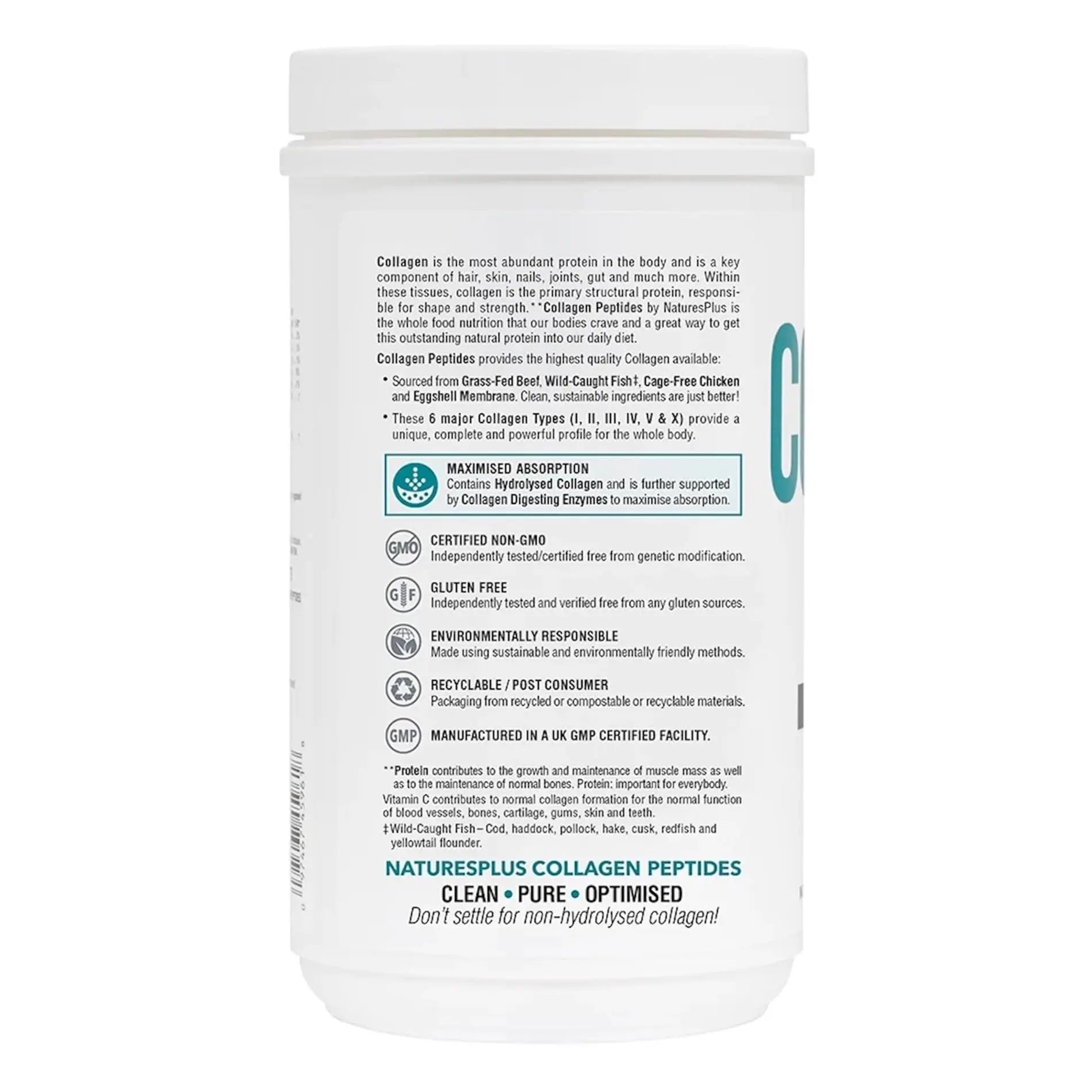 NaturesPlus Collagen Peptides Powder - Premium Hydrolysed Collagen Supplement, 6 Major Types Nature's Plus Au supplements