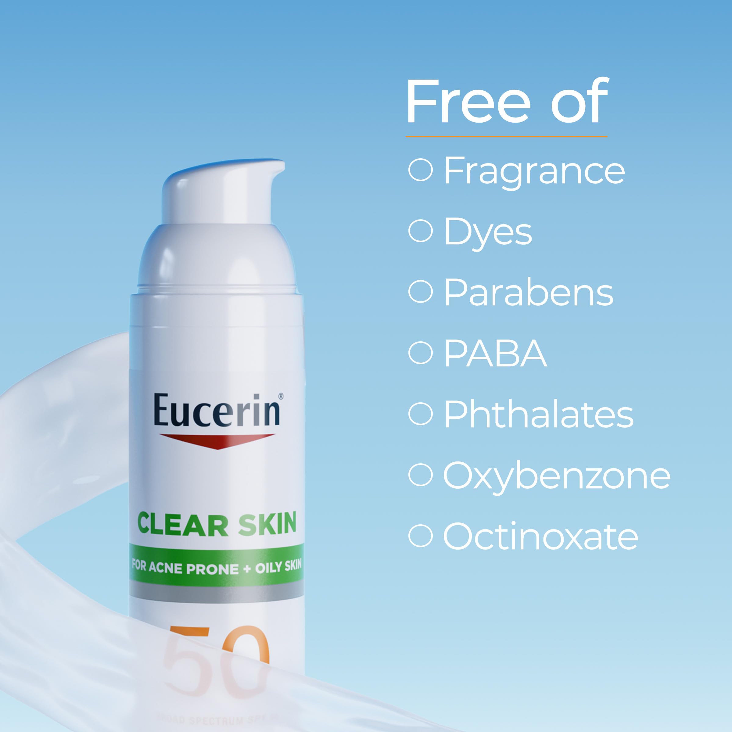 Eucerin Sun Clear Skin Face Sunscreen Lotion SPF 50 for Acne Prone and Oily Skin, Lightweight Sunscreen with Oil-Absorbing Minerals