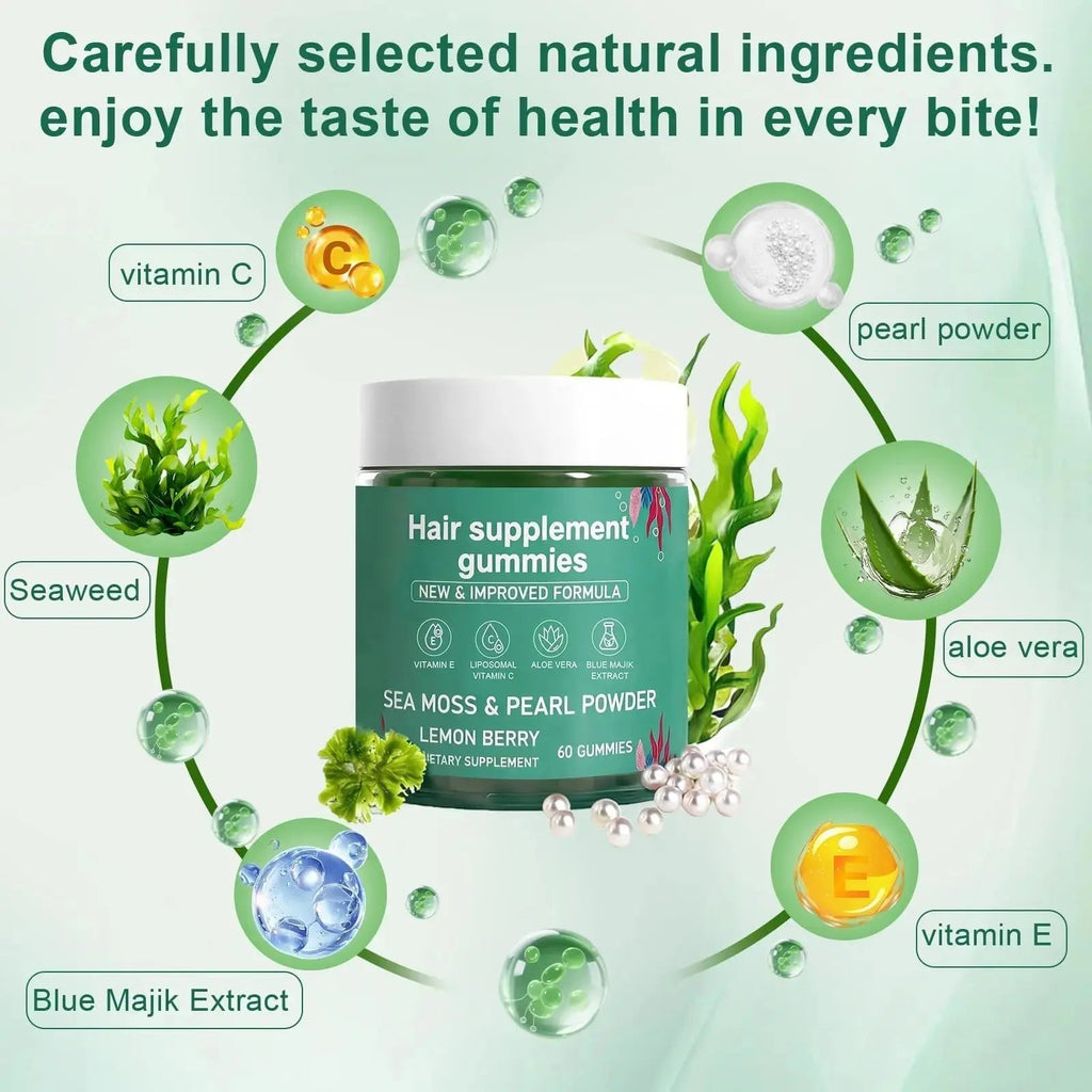YATIME Hair Loss Gummies,Sea Moss Gummies with Vitamin C, Vitamin E, Aloe Vera, Pearl Powder Support Faster Hair Growth YATIME Au supplements