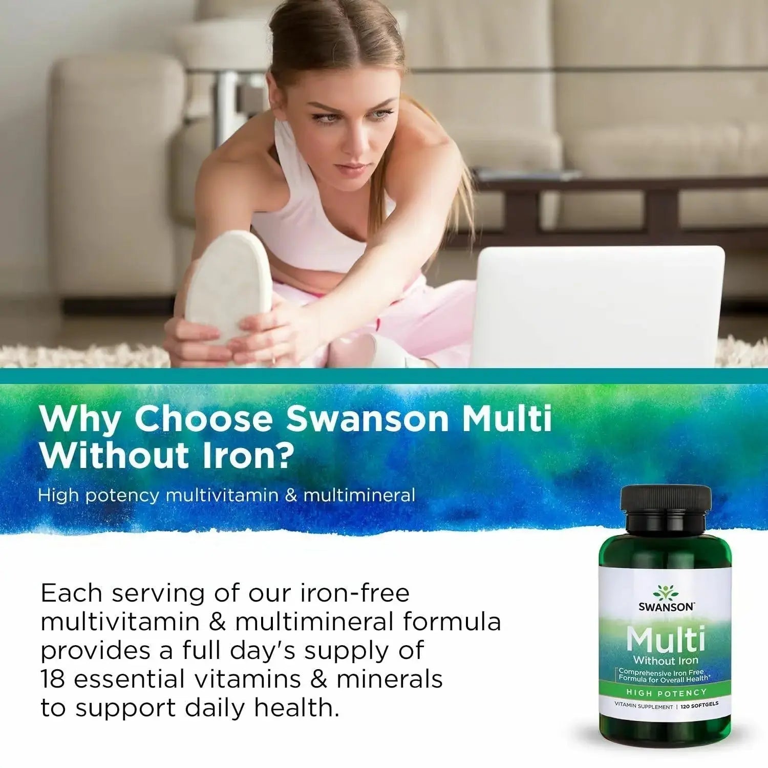 Swanson Multi Without Iron Multivitamin Health Supplement Iron-Free Formula 120 Softgels Sgels (2 Pack) Swanson Au supplements