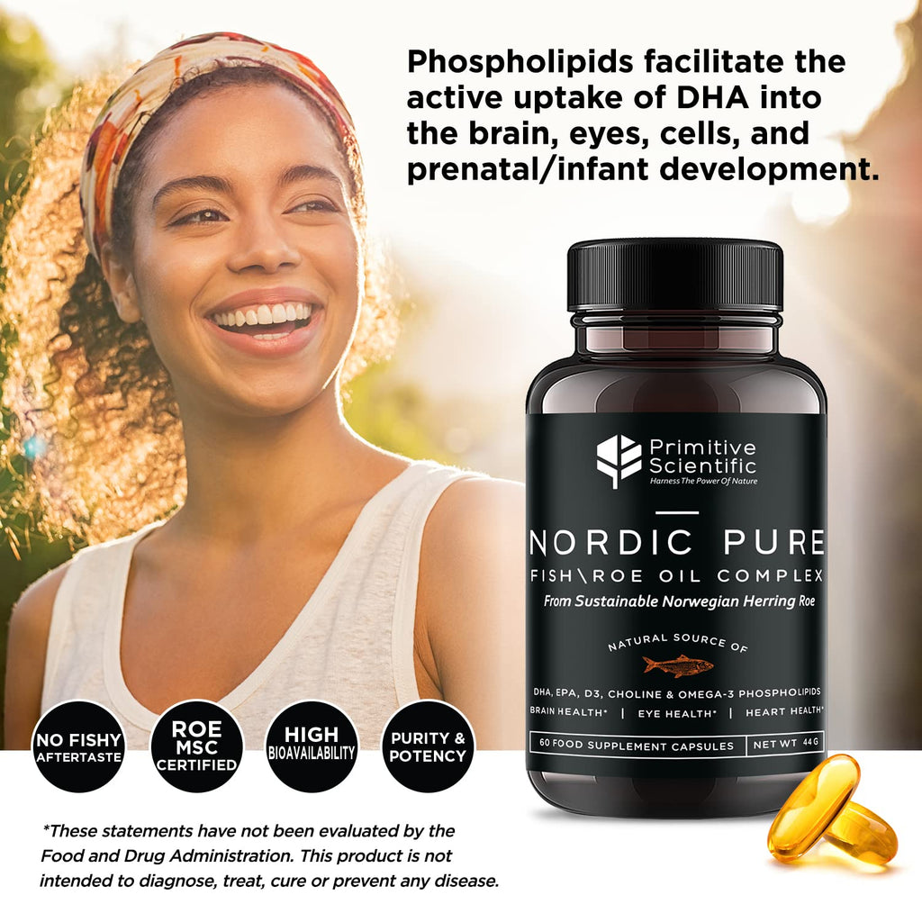 Primitive Scientific Nordic Pure Oil Complex (60 Fish Oil Capsules) for Brain, Immunity & Vision - Heart Supplement w/EPA, DHA, Vitamin D3, Choline - Omega 3 Supplements Primitive Scientific Au supplements