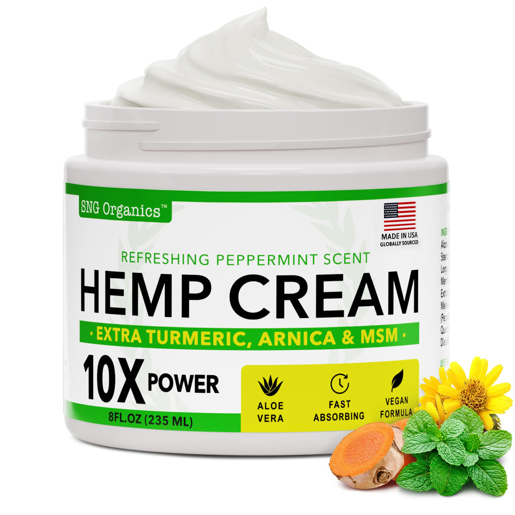 Super Natural Goods Hemp Cream with Hemp Oil, Turmeric, Arnica & Menthol – Botanical Cream with a Cooling Sensation for Localized Application (8oz) Super Natural Goods Au supplements