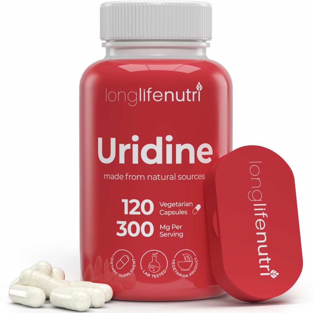 LongLifeNutri Uridine Monophosphate 300mg – Choline Precursor & Synaptic Function, Nootropic for Focus & Mental Performance, 120 Vegetarian Capsules, 4-Month Supply, GMP Certified, Made in USA LongLifeNutri Au supplements