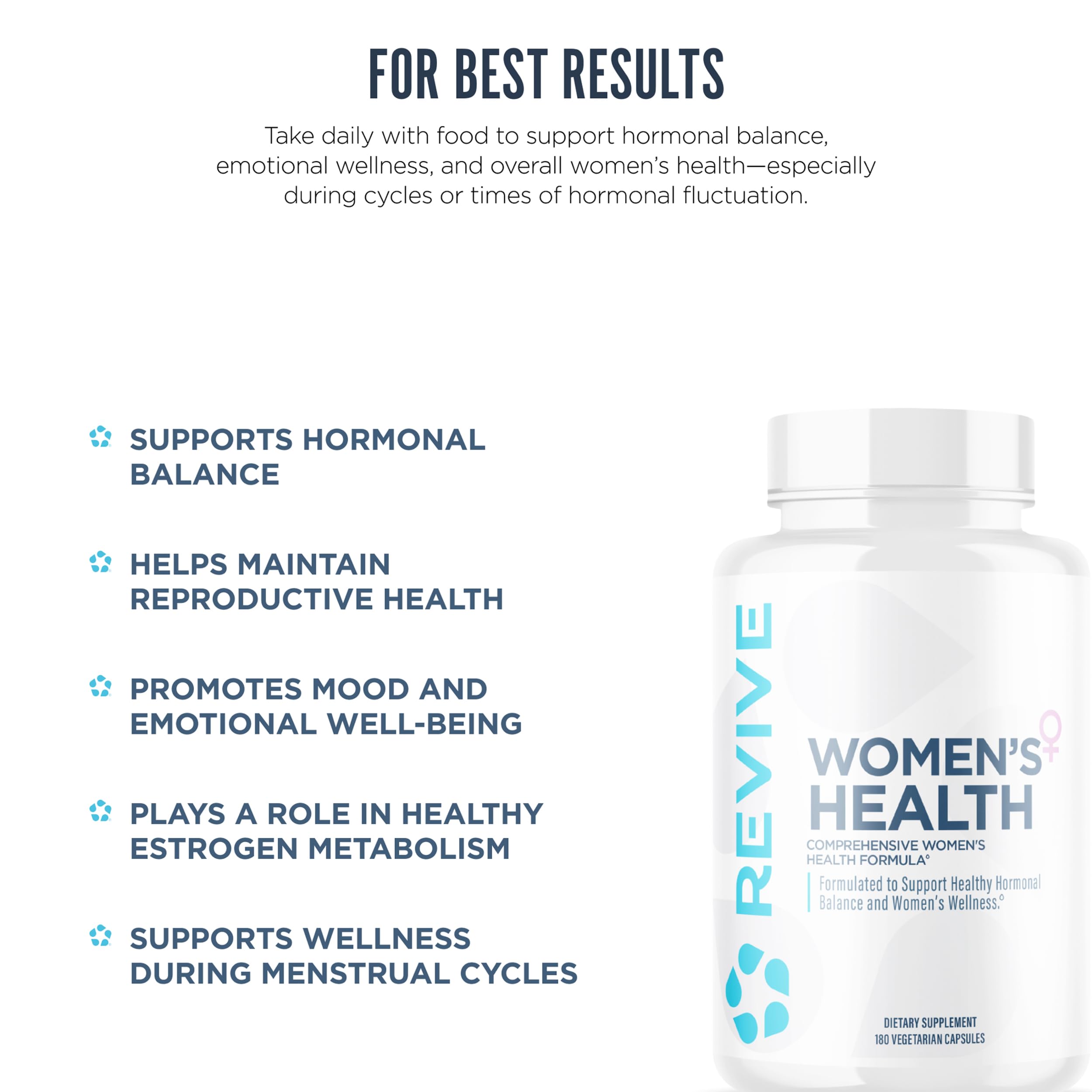 Revive MD Hormone Balance for Women – Hormone Support Supplement w/Myo-Inositol, Chaste Berry, DIM, Vitamins C & E, Evening Primrose Oil – Health & Hormonal Balance (180 Capsules, 30 Servings) Revive Au supplements