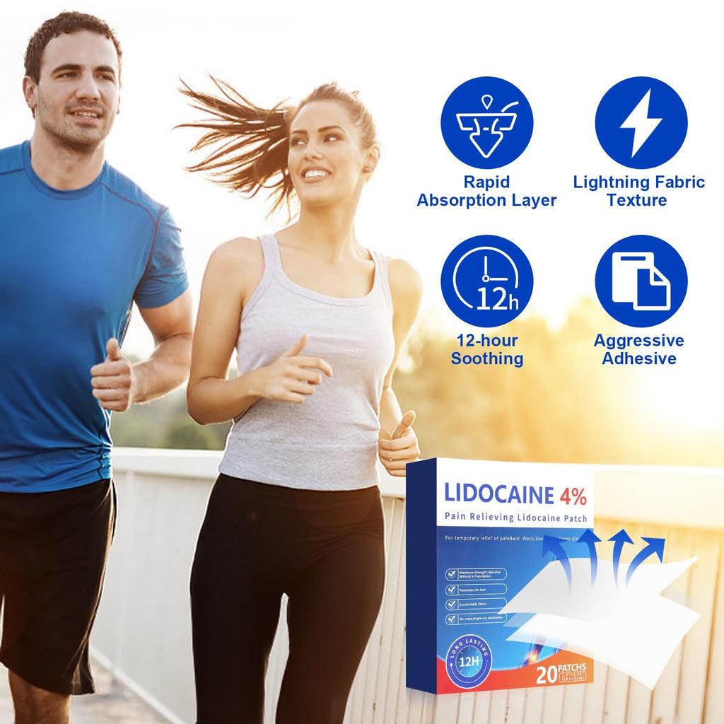 AROSLU 4% Lidocaine Maximum Strength Pain Relief Patches | Muscle & Joint Relief for Neck, Back, Knee, Shoulders | 12 Hour Long Lasting | 20 Count AROSLU Au supplements
