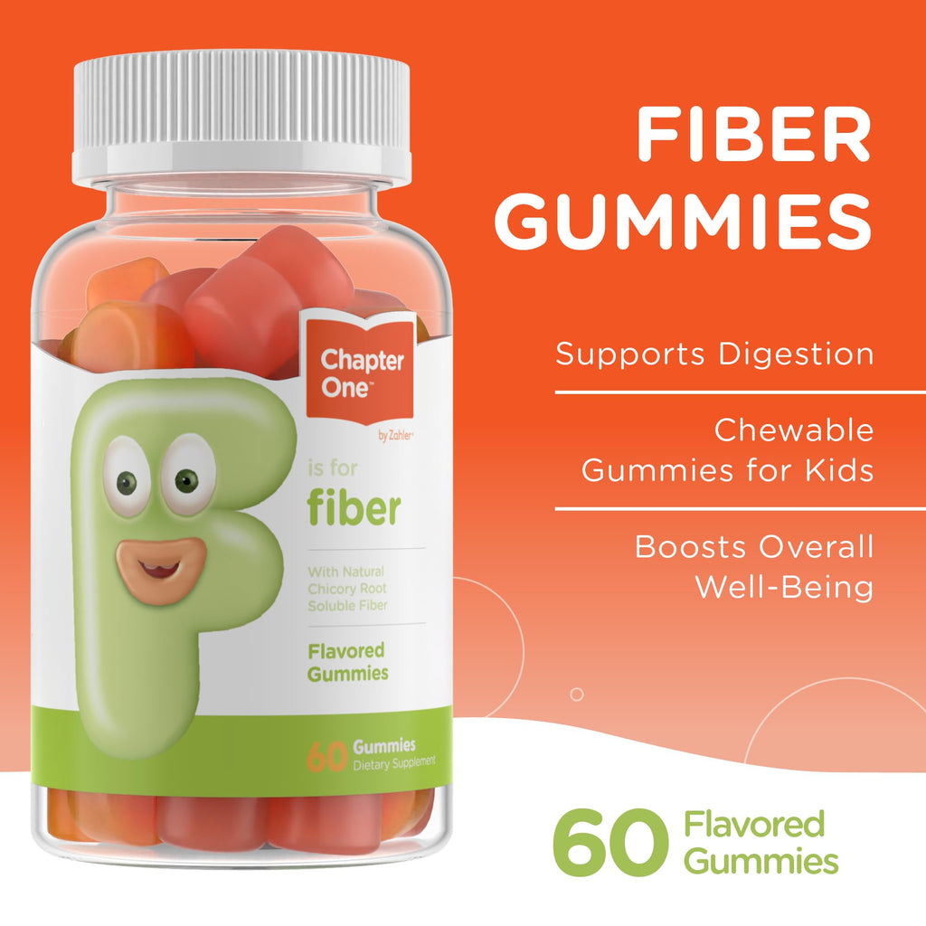 Zahler Chapter One Fiber Gummies - Soluble Fiber for Digestive Health Support - Flavored Gummies for Kids - Natural Chicory Root - Kosher, Dairy-Free,