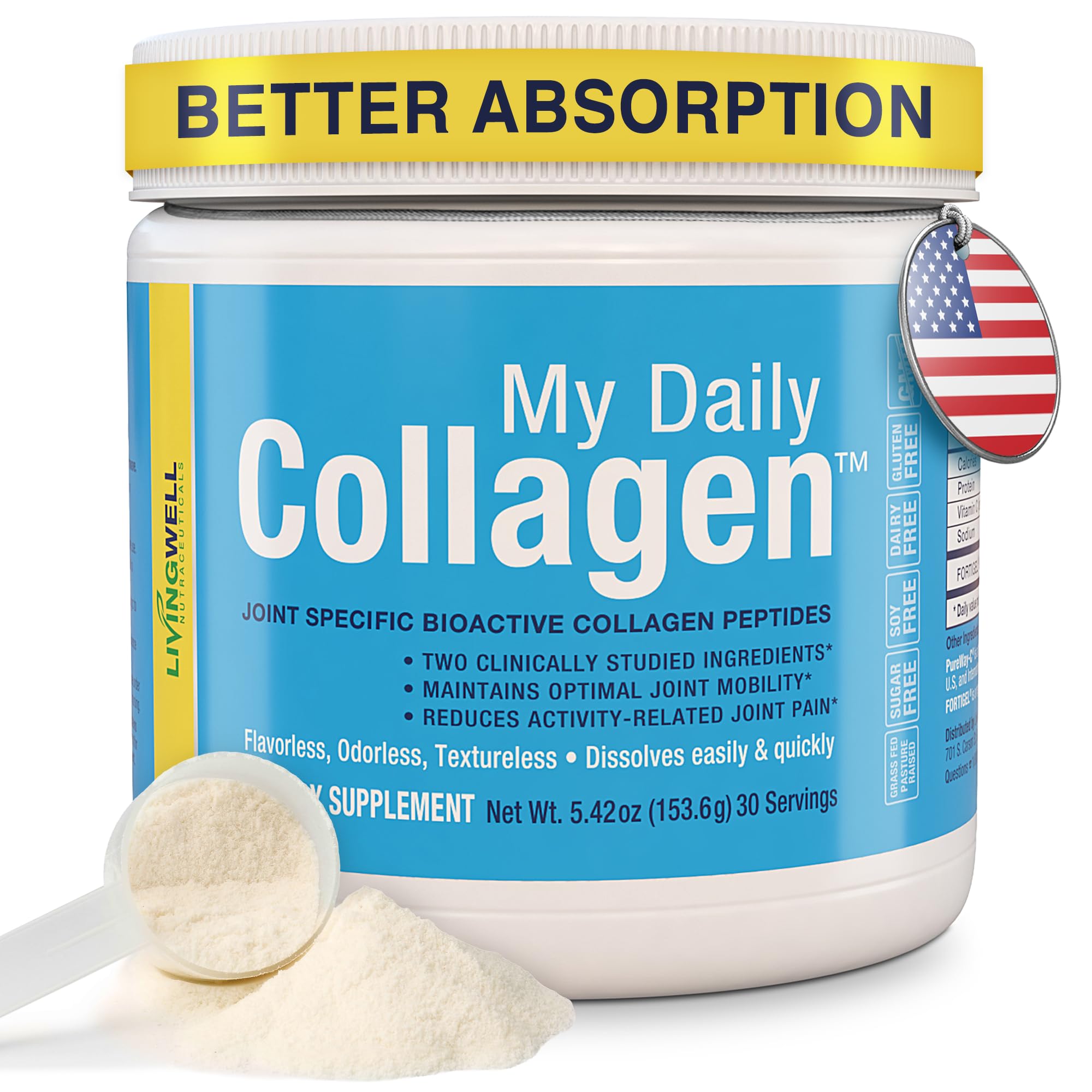 Premium Collagen Peptides Type 1 & 3 Collagen Powder - Hydrolyzed Bovine with Protein & Vitamin C – Unflavored Powdered Peptides Protein for Men and Women Joint & Cartilage Health – 30 Servings My Daily Collagen Au supplements