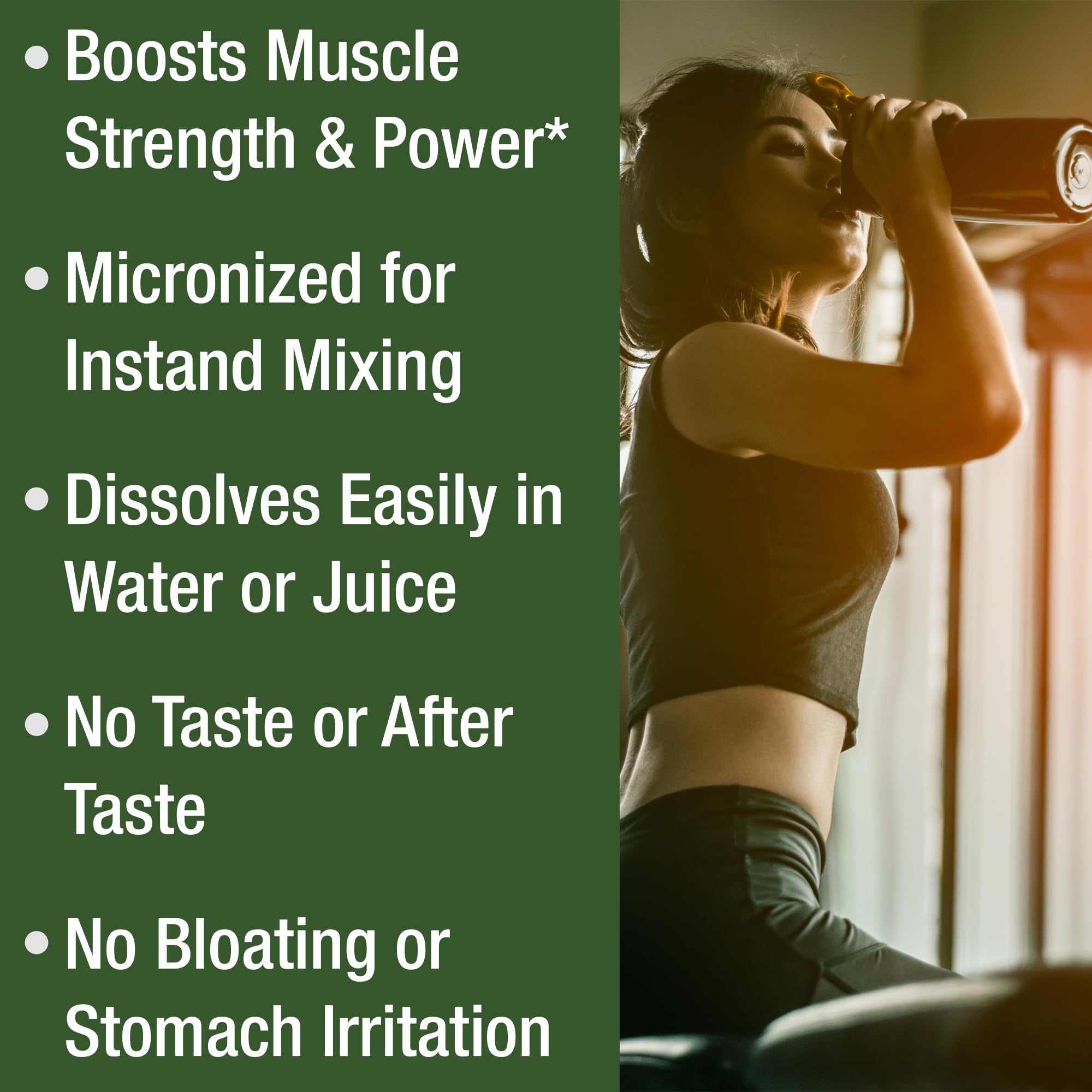 Creapure Creatine Monohydrate Powder. Ultra High Purity German Made Creatine with Nothing Else Added at All. Pure and Unflavored for Men & Women.