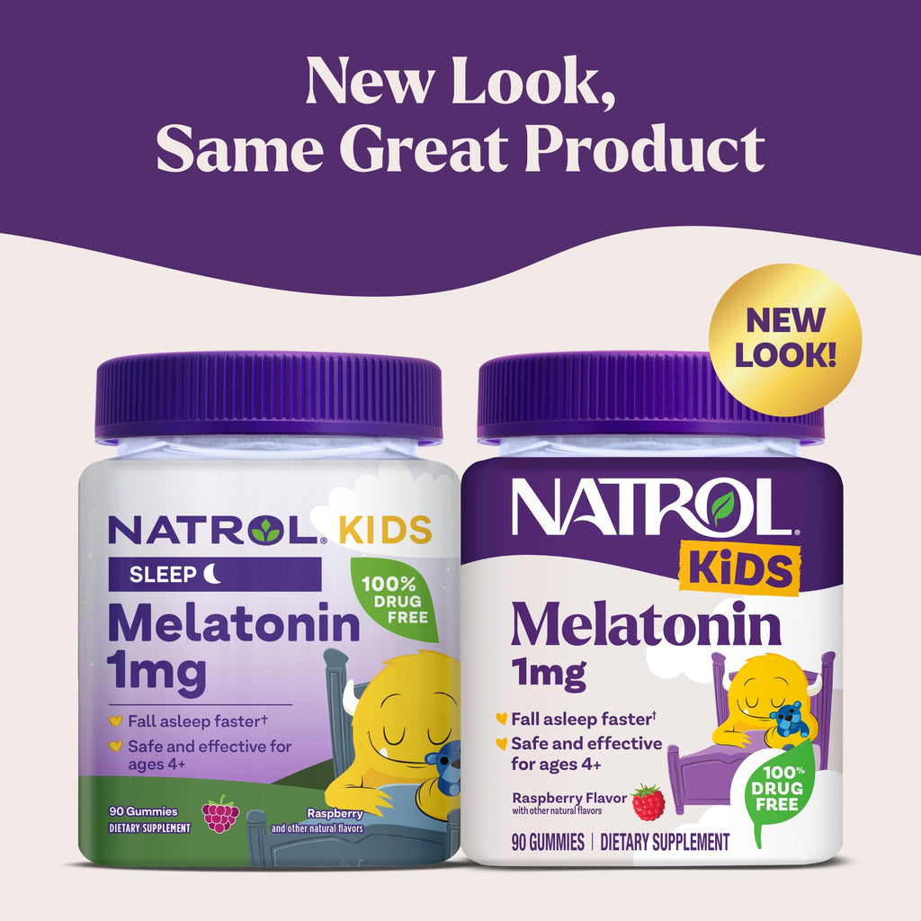 Natrol Kids Melatonin 1mg, for Restful Sleep, 90 Raspberry-Flavored Gummies