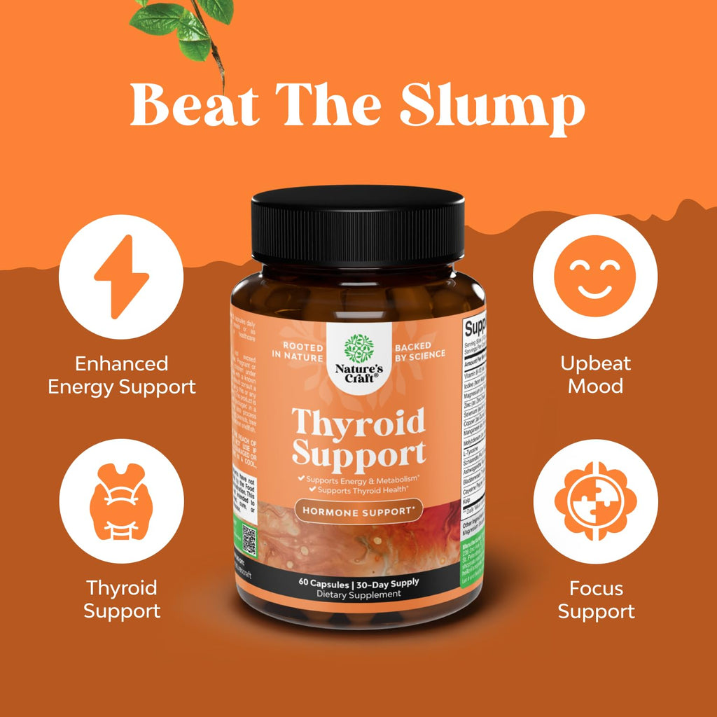Herbal Thyroid Support Complex - Potent Kelp Iodine Supplement with L Tyrosine, Bladderwrack, Selenium & Pure Ashwagandha for Hormone Balance