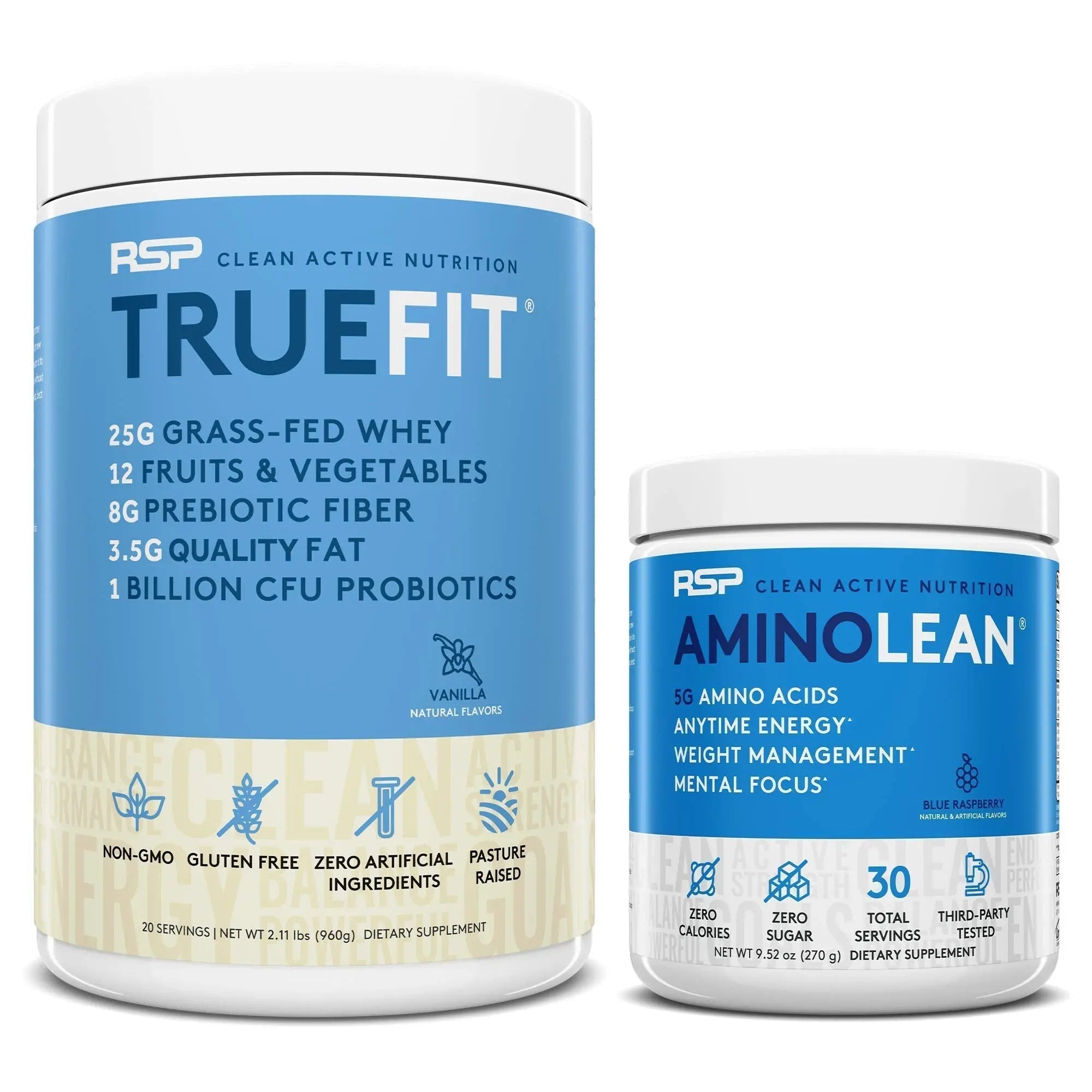 RSP NUTRITION AminoLean Pre Workout Energy (Blue Raspberry 30 Servings) with TrueFit RSP NUTRITION Au supplements