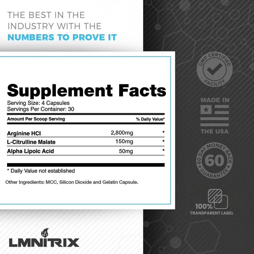 LMNITRIX VEINZ Pills ✮ Nitric Oxide Supplement with L-Arginine, L-Citrulline & ALA LMNITRIX Au supplements