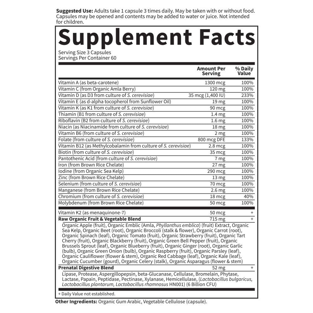 Garden Of Life, Raw Vitamin Code Prenatal, 180 Vegetarian Capsules