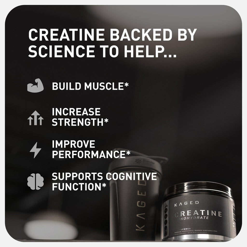 Kaged Creatine Monohydrate Micronized Powder | Unflavored | Muscle Building & Recovery | 5000 mg Per Serving | Vegan, Gluten Free, Easily Digestible