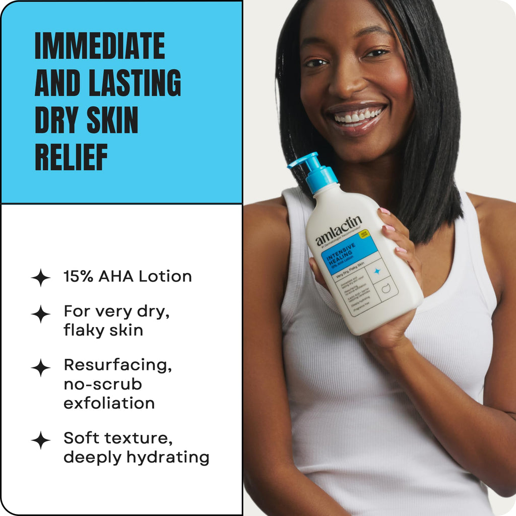 AmLactin Intensive Healing Body Lotion - Therapeutic Lotion for Extremely Dry Skin - No-Scrub Exfoliator and Moisturizer