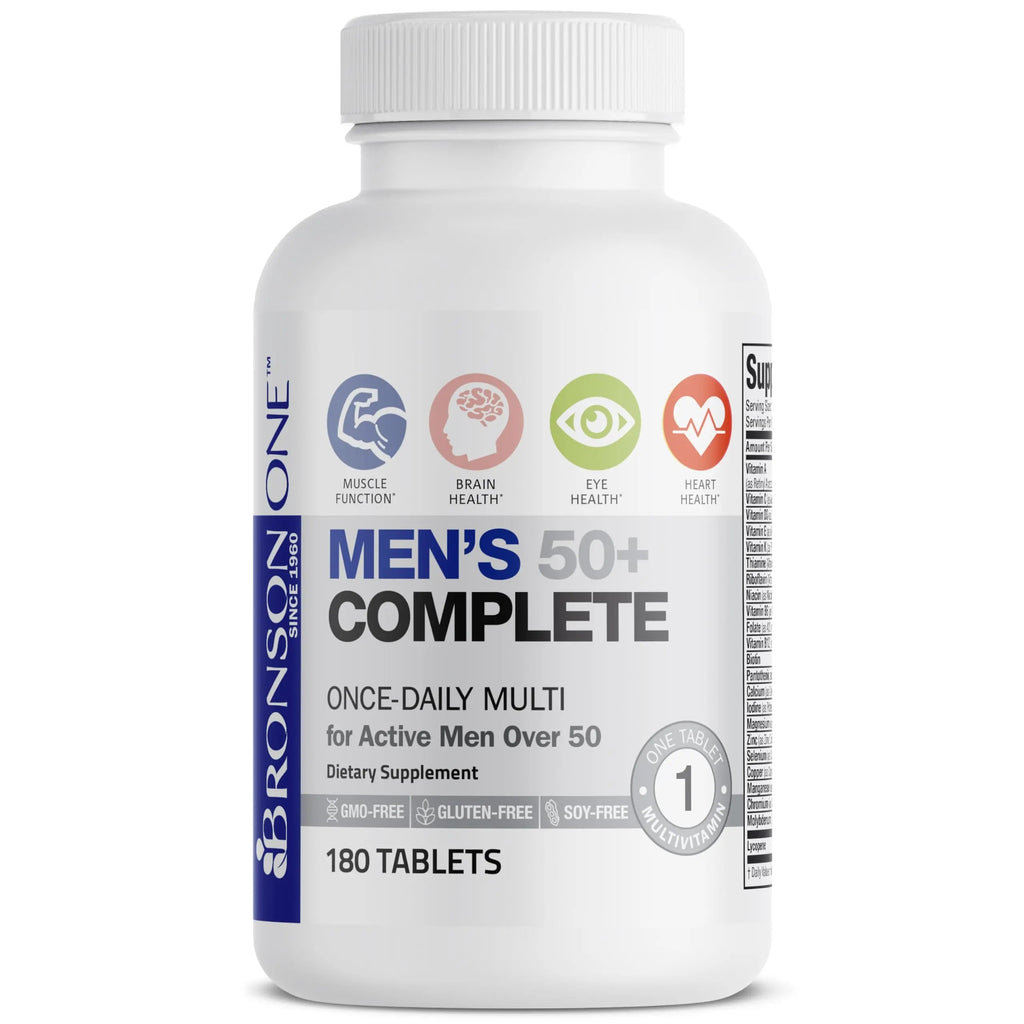 Bronson ONE Daily Mens 50+ Complete Multivitamin Multimineral, 180 Tablets Bronson Au supplements