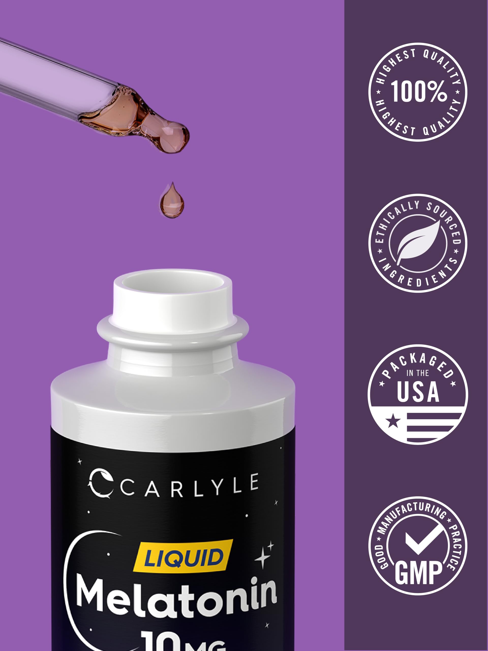 Carlyle Melatonin 10mg | 2 fl oz Liquid Drops | Berry Flavor | for Adults | Non-GMO, Vegetarian Supplement