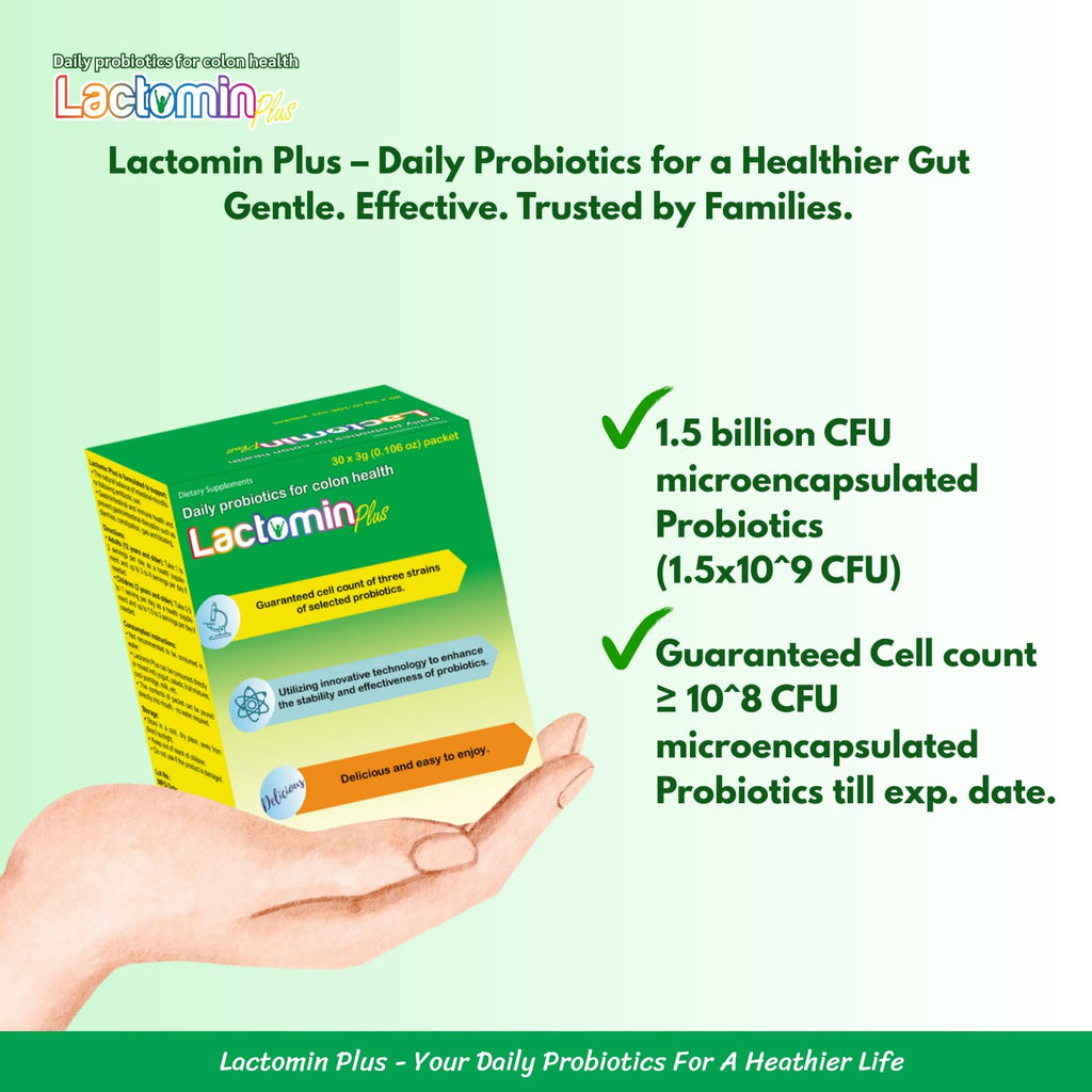 Probiotics - LactominPlus-3 Probiotics Strains - Powder - Sweet Yogurt Flavor - 30 Sticks x 3g (1month), 1.5 Billion CFU, with Prebiotics(FOS), Constipation & Bloating Relief, Microencapsulated Lactomin Au supplements