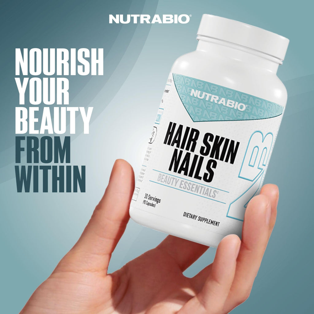 NutraBio Hair Skin Nails Vitamins | Enhanced Collagen Support | Skin Hydration | Hair Growth Vitamins for Women with Biotin, Keratin, Hyaluronic Acid & More - 90 Capsules NutraBio Au supplements