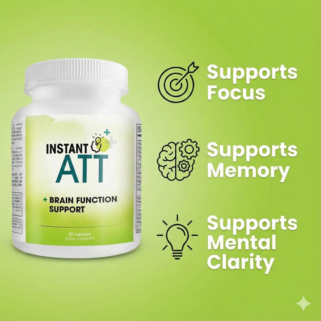 InstantATT - 7-in-1 Caffeine Free Nootropic All-Natural Brain, Focus, Memory Supplement (60 Capsules) Instant Brands Au supplements