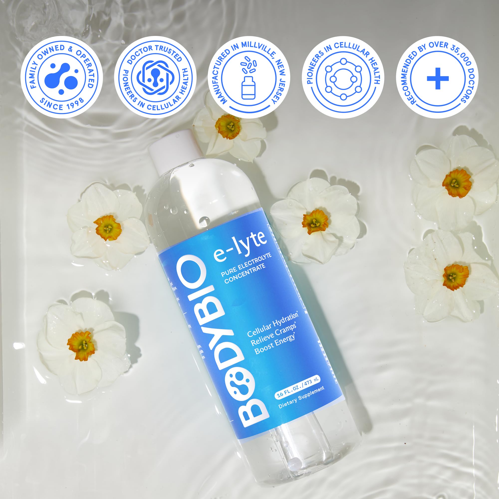 BodyBio e-lyte - Liquid Electrolyte Concentrate for Clean Hydration, Energy & Cramp Relief - No Sugar, No Artificial Flavors, No Fillers, Keto Friendly