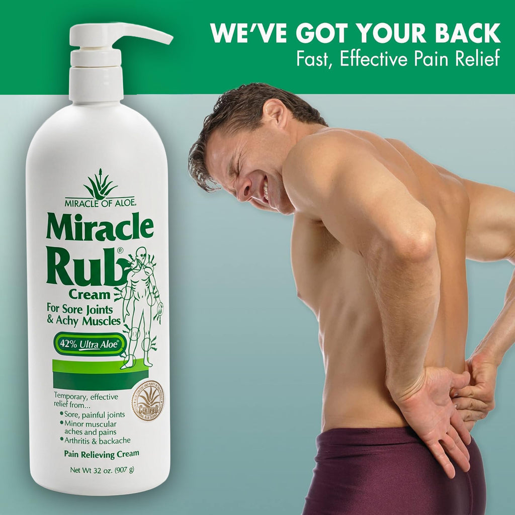 Miracle of Aloe Miracle Rub Pain Relieving Cream 32 oz, Fast & Effective Relief for Arthritis, Muscle, and Joint Pain - Maximum Strength UltraAloe Formula, Topical Analgesic Miracle of Aloe Au supplements