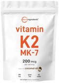 Micro Ingredients Vitamin K2 MK-7 Supplement, 200 mcg Per Serving, 300 Coconut Oil Softgles | Easily Absorbed, Active Menaquinone Form | Micro Ingredients Au supplements