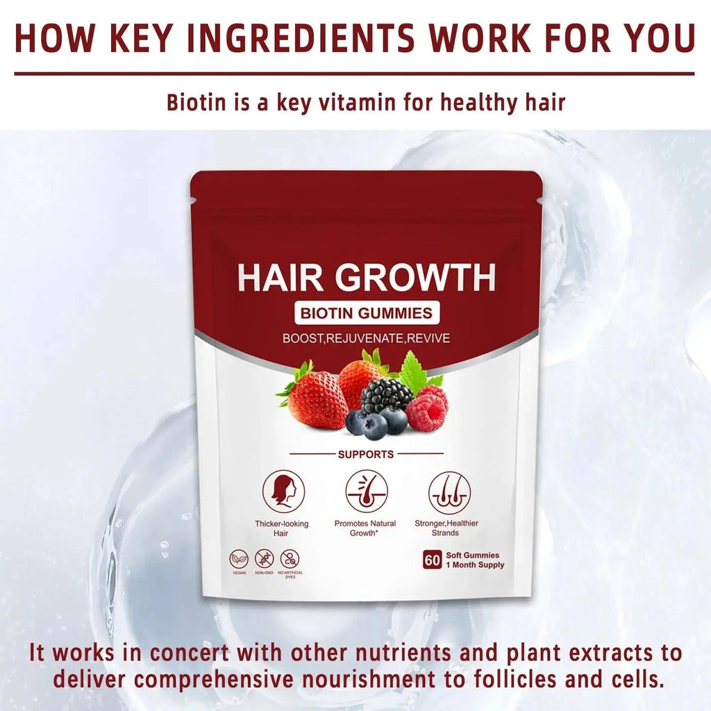 YYLLYY Hair Growth Vitamins Gummies | with Biotin, Vitamin C & E, Botanical Extracts | Supports Healthy Hair Growth & Strength, Skin & Nail Care YYLLYY Au supplements