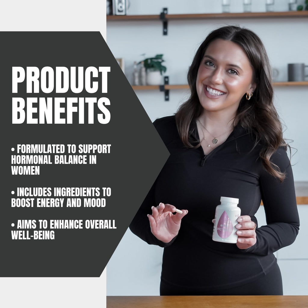 Sweat Ethic Victress, Hormone Balance Support for Women with KSM-66 Ashwagandha, DIM, Biotin, Folic Acid, Dandelion Root, Cayenne Pepper & Vitamin D3, Daily Wellness Formula, 90 Easy to Take Capsules Sweat Ethic Au supplements