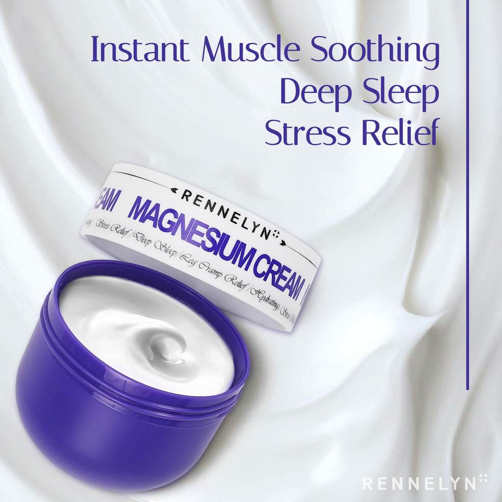 Magnesium Cream Leg Cramps: Soothing Lotion with Magnesium Glycinate, Malate, & Chloride (3 OZ FL, Lavender) Rennelyn Au supplements