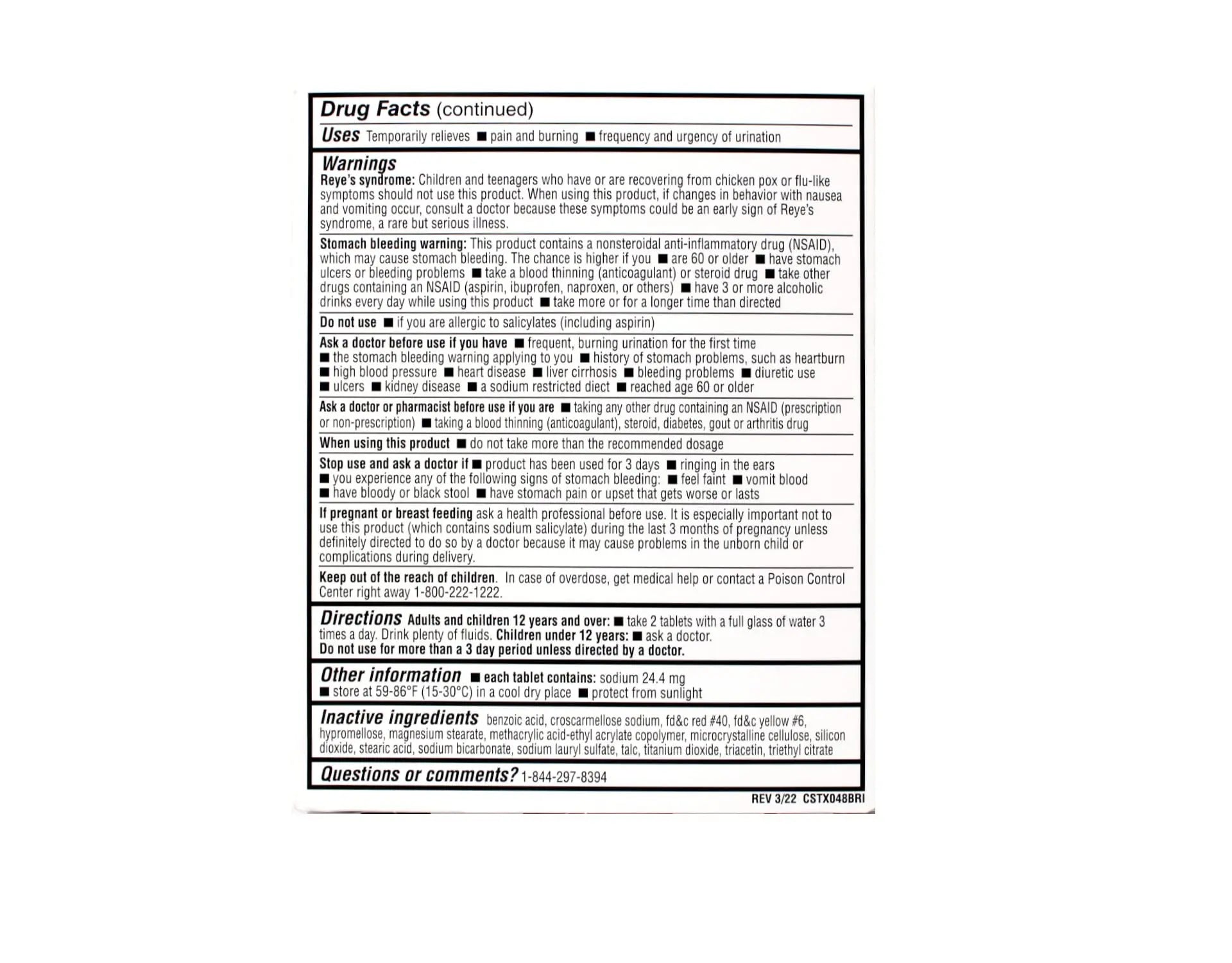 Cystex Plus Urinary Pain Relief Tablets 40 ea (Packs of 2) Cystex Au supplements