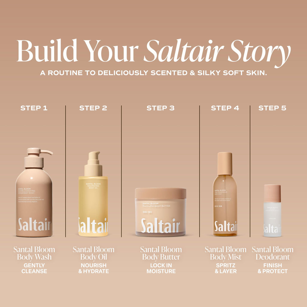 Saltair Body Oil - Luxurious Santal Bloom After Shower and Bath Oil for Women and Men. Botanical, Non-Greasy