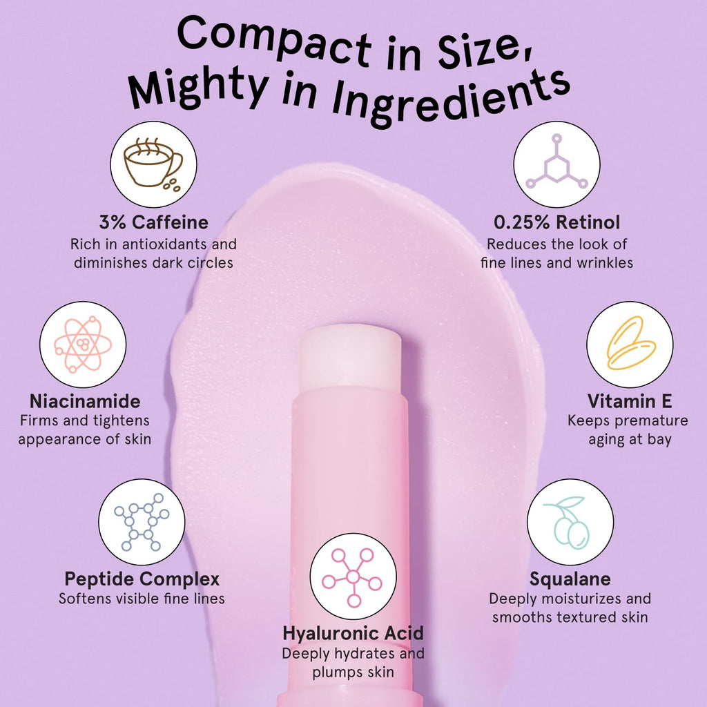 grace & stella Under Eye Brightener Balm Stick - Travel Size Toiletries - Retinol & Caffeine Eye Cream