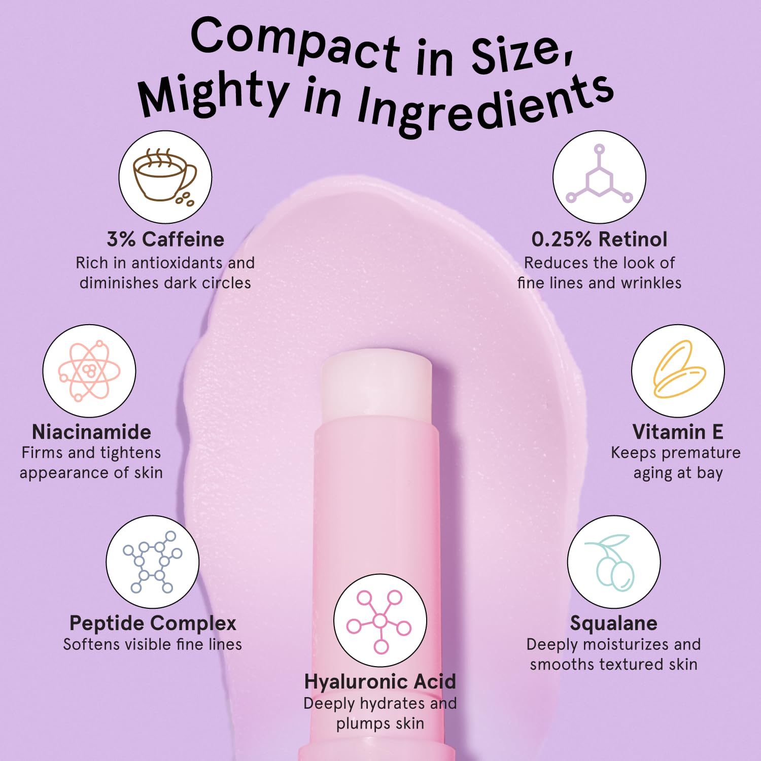 grace & stella Under Eye Brightener Balm Stick - Travel Size Toiletries - Retinol & Caffeine Eye Cream