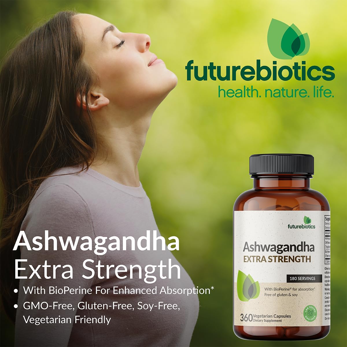 Futurebiotics Ashwagandha Extra Strength Stress & Mood Support with BioPerine - Non GMO Formula, 100 Vegetarian Capsules Futurebiotics Au supplements