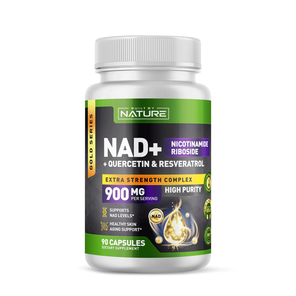 Built by Nature NAD Supplement – NAD+ Nicotinamide Riboside with Resveratrol & Quercetin 900mg Formula – NMN Alternative Supplement for Energy, Cellular Health & Anti-Aging – 90 Capsules Built by Nature Au supplements