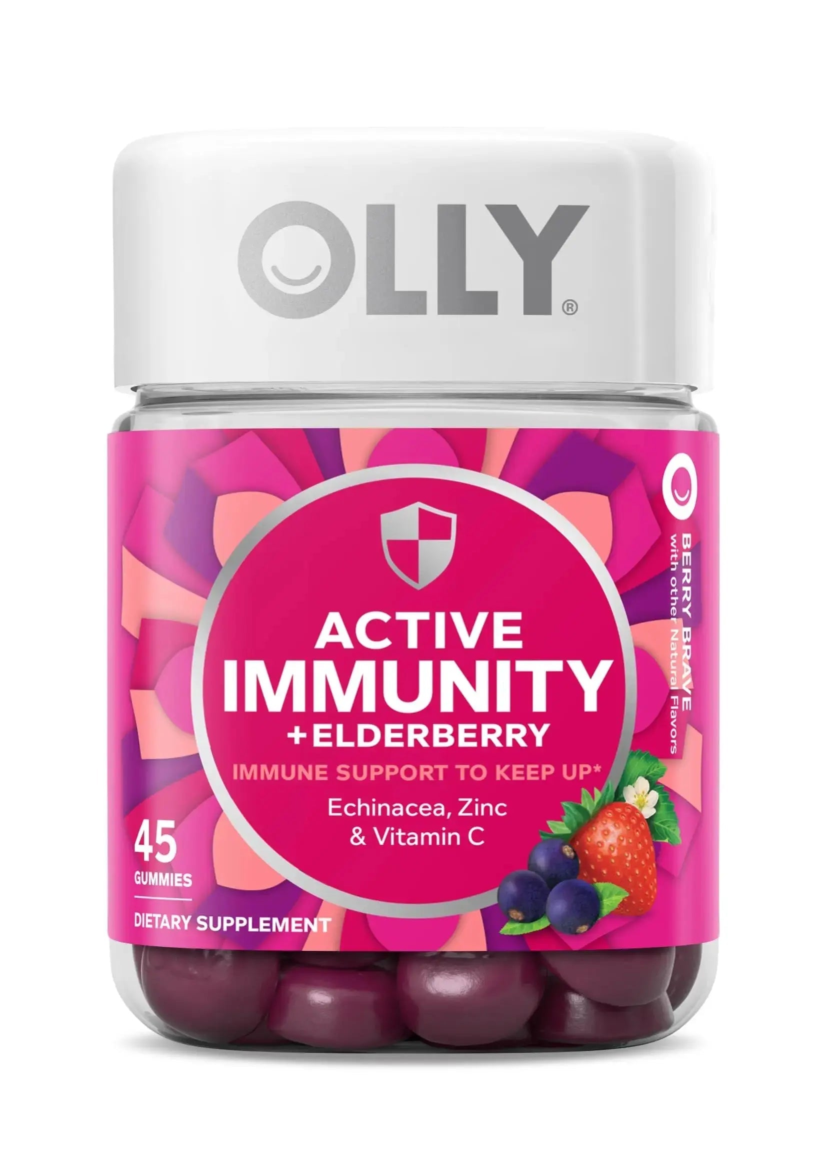 OLLY Kids Immunity Gummy, Immune Support, Wellmune, Elderberry, Vitamin C, Zinc, Chewable Supplement, Cherry - 50 Count & Gummy Active Immunity+Elderberry, 45 Gummies (1 Pack), Berry Flavor OLLY Au supplements