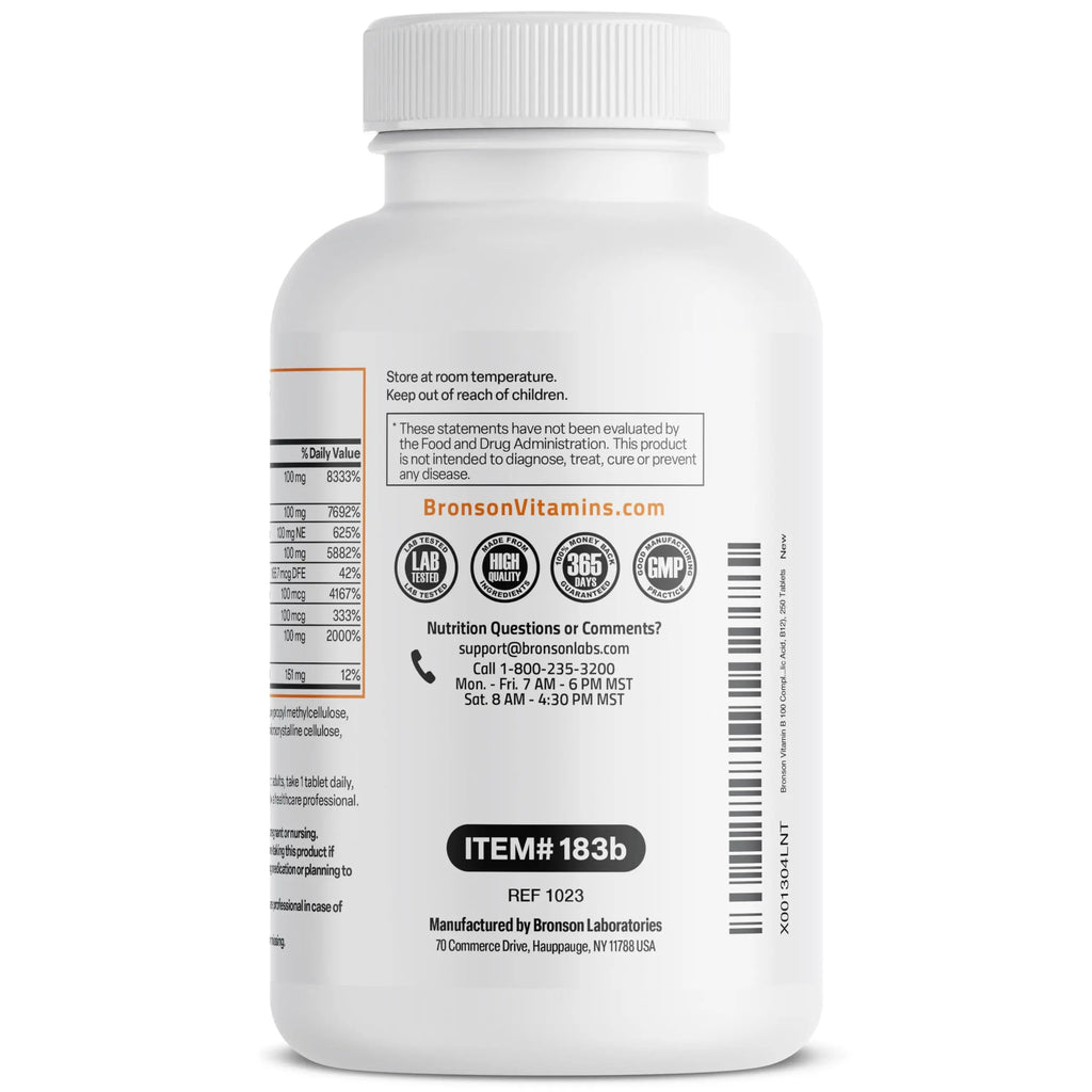 Bronson Super B 100 Vitamin B Complex Sustained Release Contains All B Vitamins Bronson Au supplements