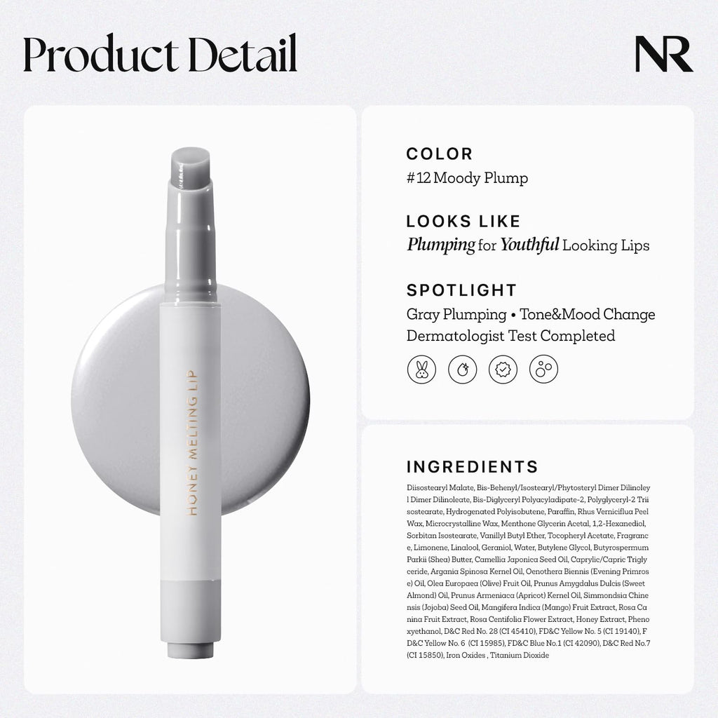 Nature Republic HONEY MELTING LIP PLUMPING (12 GRAY) SOFT LIP STICK Moody Plump